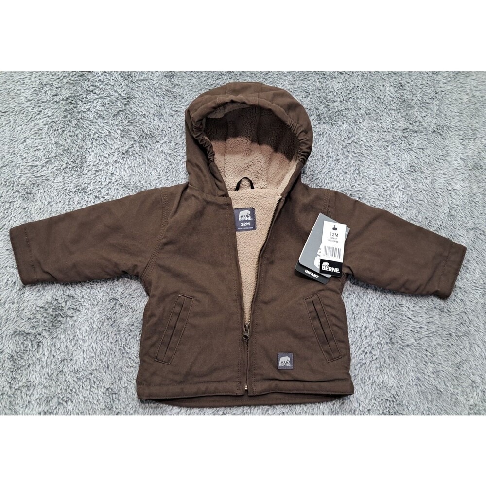 BERNE Coat Boys Sz 12 Months Infant Toddler Duck Canvas Quilted Zip Work Chore
